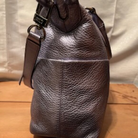 Aimee Kestenberg SORRY I'M LATE Lilac Metallic Pebbled Leather Satchel RARE FIND - Picture 8 of 11